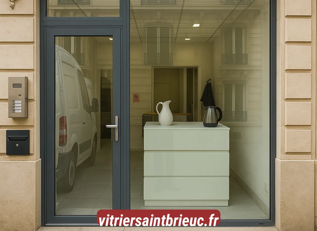 Façade vitrine de magasin en aluminium sur mesure à Saint-Brieuc